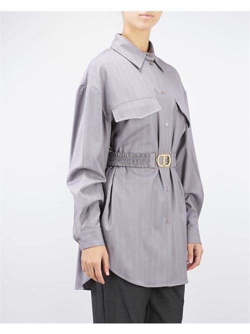 Maxi pinstriped shirt with belt Twinset TWIN SET | Shirt | TP228211765